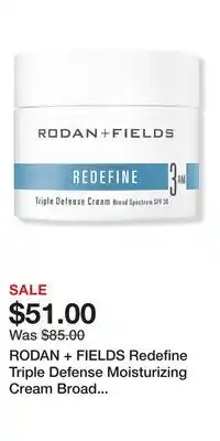 Ulta Beauty RODAN + FIELDS Redefine Triple Defense Moisturizing Cream Broad Spectrum SPF 30 offer