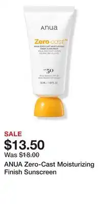 Ulta Beauty ANUA Zero-Cast Moisturizing Finish Sunscreen offer