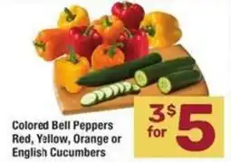 Albertsons Colored Bell Peppers Red, Yellow, Orange or English Cucumbers offer