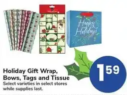 Albertsons Holiday Gift Wrap, Bows, Tags and Tissue offer