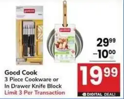 Albertsons Good Cook 3 Piece Cookware or In Drawer Knife Block offer