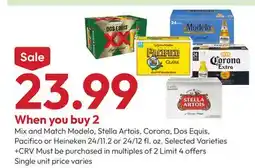 Stater Bros Stella Artois, Corona, Dos Equis, Pacifico or Heineken offer