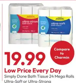Stater Bros Simply Done Bath Tissue 24 Mega Rolls Ultra-Soft or Ultra-Strong offer