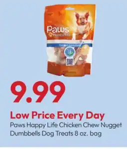 Stater Bros Paws Happy Life Chicken Chew Nugget Dumbbells Dog Treats offer