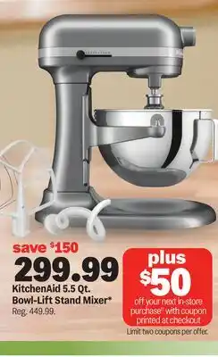 Meijer KitchenAid 5.5 Qt. Bowl-Lift Stand Mixer offer