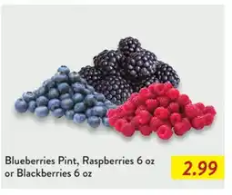 Fresh Thyme Blueberries Pint, Raspberries 6 oz or Blackberries 6 oz offer