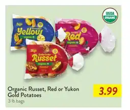 Fresh Thyme Organic Russet, Red or Yukon Gold Potatoes offer