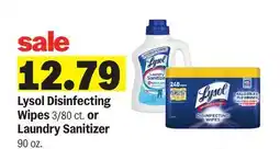 Meijer Lysol Disinfecting Wipes 3/80 ct. or Laundry Sanitizer 90 oz offer