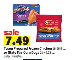 Meijer Tyson Prepared Frozen Chicken 16-26.5 oz. or State Fair Corn Dogs 21-42.72 oz offer