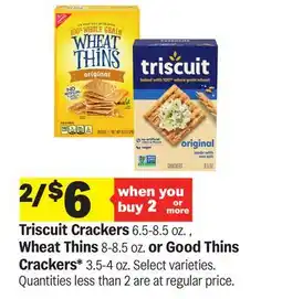 Meijer Triscuit Crackers 6.5-8.5 oz., Wheat Thins 8-8.5 oz. or Good Thins Crackers* 3.5-4 oz offer