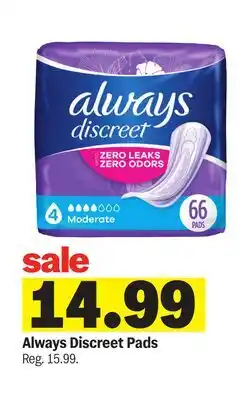 Meijer Always Discreet Pads offer