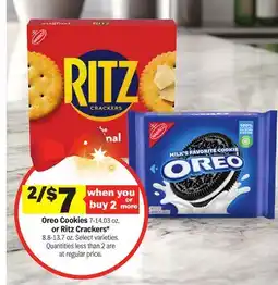 Meijer Oreo Cookies 7-14.03 oz. or Ritz Crackers* 8.8-13.7 oz offer