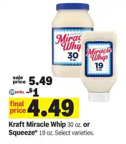 Meijer Kraft Miracle Whip 30 oz. or Squeeze* 19 oz offer