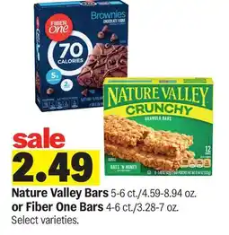 Meijer Nature Valley Bars 5-6 ct./4.59-8.94 oz. or Fiber One Bars 4-6 ct./3.28-7 oz offer