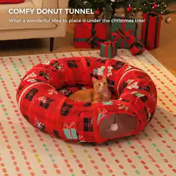 Walmart PAWZ Road 38 Cat Tunnel Cat Tunnel Bed with Soft Mat, Christmas Cat Toys for Indoor Cats, Red offer