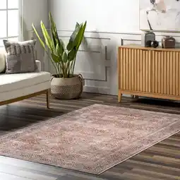 Walmart nuLOOM Xenia Faded Transitional SplashGuard Machine Washable Area Rug, 5' x 8', Xenia Rust offer