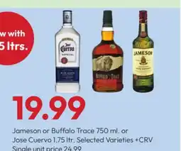 Stater Bros Jameson or Buffalo Trace 750 ml. or Jose Cuervo 1.75 ltr offer