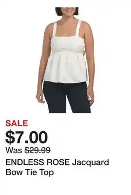 Marshalls ENDLESS ROSE Jacquard Bow Tie Top offer