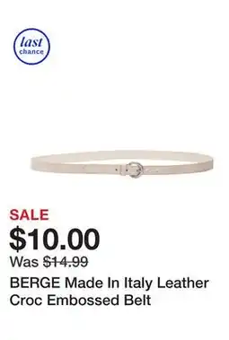 Marshalls BERGE Made In Italy Leather Croc Embossed Belt offer