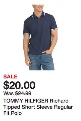 Marshalls TOMMY HILFIGER Richard Tipped Short Sleeve Regular Fit Polo offer