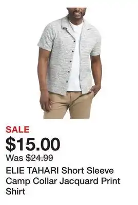 Marshalls ELIE TAHARI Short Sleeve Camp Collar Jacquard Print Shirt offer