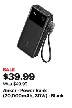Best Buy Anker - Power Bank (20,000mAh, 30W) - Black offer