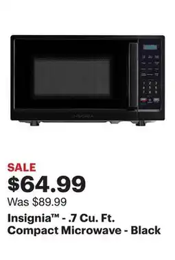 Best Buy Insignia - .7 Cu. Ft. Compact Microwave - Black offer