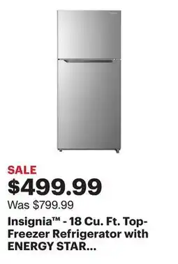 Best Buy Insignia - 18 Cu. Ft. Top-Freezer Refrigerator with ENERGY STAR Certification - Stainless Steel offer