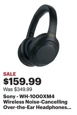 Best Buy Sony - WH-1000XM4 Wireless Noise-Cancelling Over-the-Ear Headphones - Black offer