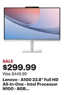 Best Buy Lenovo - A100 23.8 Full HD All-In-One - Intel Processor N100 - 8GB Memory - 256GB SSD - Cloud Grey offer