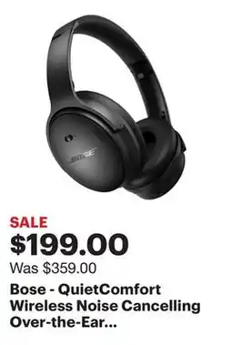 Best Buy Bose - QuietComfort Wireless Noise Cancelling Over-the-Ear Bluetooth Headphones - Black offer
