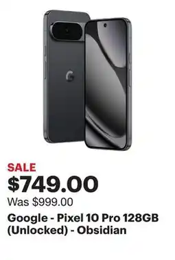 Best Buy Google - Pixel 10 Pro 128GB (Unlocked) - Obsidian offer