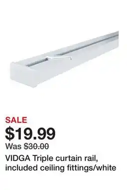 Ikea VIDGA Triple curtain rail, included ceiling fittings/white offer