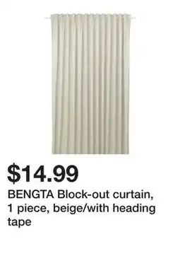Ikea BENGTA Block-out curtain, 1 piece, beige/with heading tape offer