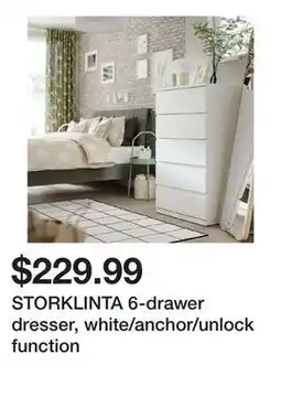 Ikea STORKLINTA 6-drawer dresser, white/anchor/unlock function offer