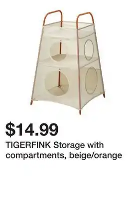 Ikea TIGERFINK Storage with compartments, beige/orange offer