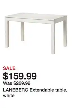 Ikea LANEBERG Extendable table, white offer