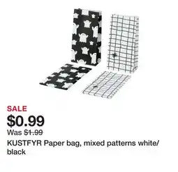 Ikea KUSTFYR Paper bag, mixed patterns white/black offer
