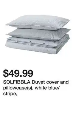 Ikea SOLFIBBLA Duvet cover and pillowcase(s), white blue/stripe offer