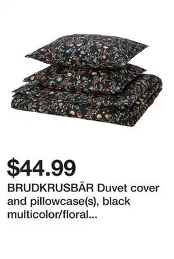 Ikea BRUDKRUSBÄR Duvet cover and pillowcase(s), black multicolor/floral pattern offer