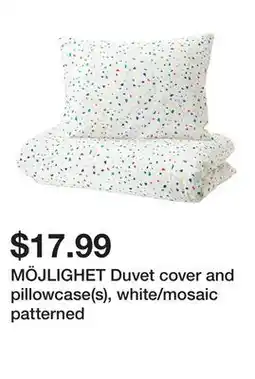 Ikea MÖJLIGHET Duvet cover and pillowcase(s), white/mosaic patterned offer