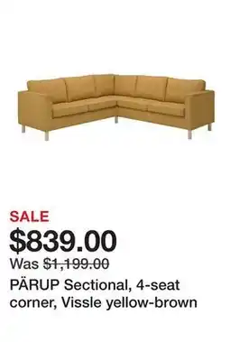 Ikea PÄRUP Sectional, 4-seat corner, Vissle yellow-brown offer