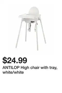 Ikea ANTILOP High chair with tray, white/white offer
