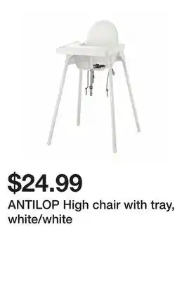 Ikea ANTILOP High chair with tray, white/white offer