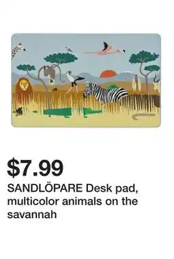 Ikea SANDLÖPARE Desk pad, multicolor animals on the savannah offer