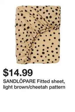 Ikea SANDLÖPARE Fitted sheet, light brown/cheetah pattern offer