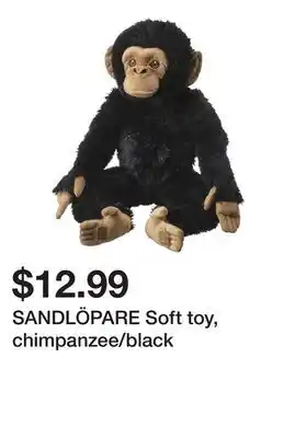 Ikea SANDLÖPARE Soft toy, chimpanzee/black offer