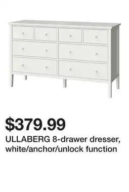 Ikea ULLABERG 8-drawer dresser, white/anchor/unlock function offer