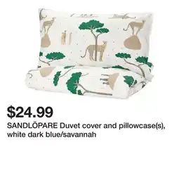 Ikea SANDLÖPARE Duvet cover and pillowcase(s), white dark blue/savannah offer