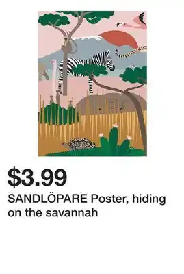 Ikea SANDLÖPARE Poster, hiding on the savannah offer